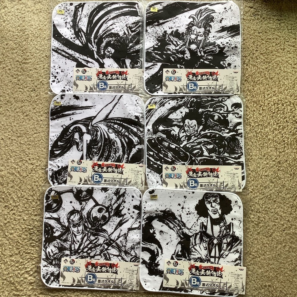 One Piece Ink Style Towels Luffy Crocodile Hancock Enel Kuzan Aokiji Bartolomeo